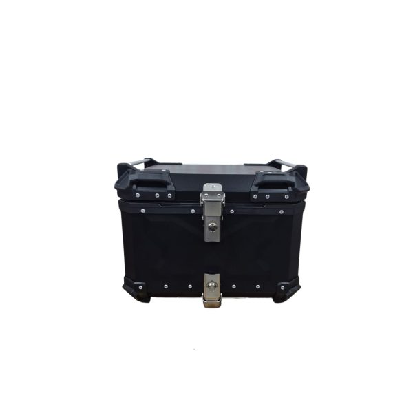 Maleta Trasera Universal para Motocicleta de Aluminio 55 Litros - Color Negro y Plata