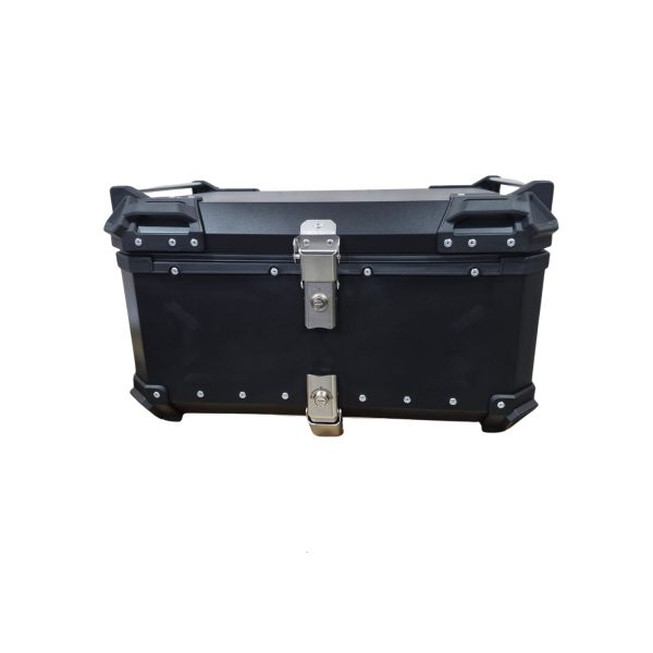 Maleta Trasera Universal para Motocicleta de Aluminio 65 Litros - Color Negro y Plata