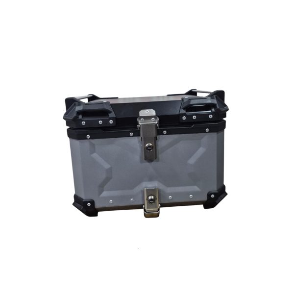 Maleta Trasera Universal para Motocicleta de Aluminio 55 Litros - Color Negro y Plata