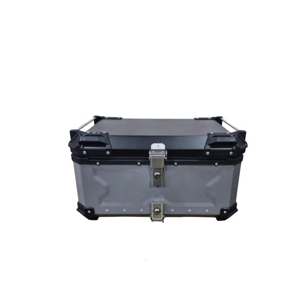Maleta Trasera Universal para Motocicleta de Aluminio 65 Litros - Color Negro y Plata