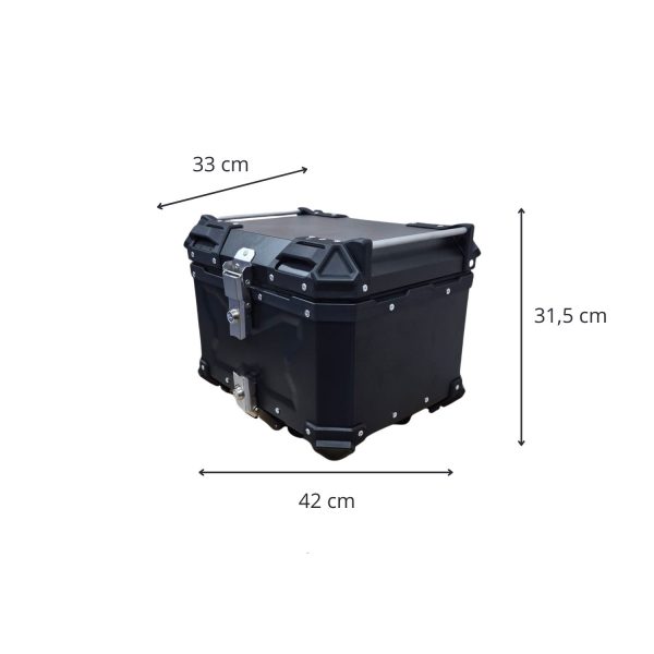 Maleta Trasera Universal para Motocicleta de Aluminio 45 Litros - Color Negro y Plata