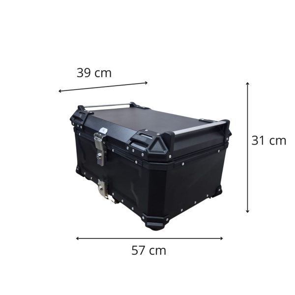 Maleta Trasera Universal para Motocicleta de Aluminio 65 Litros - Color Negro y Plata