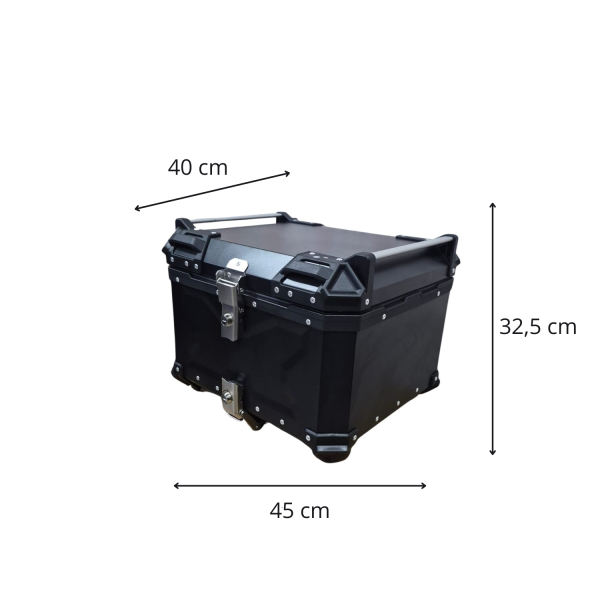 Maleta Trasera Universal para Motocicleta de Aluminio 55 Litros - Color Negro y Plata