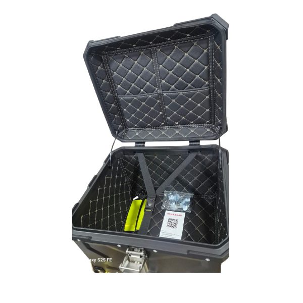 Maleta Trasera Universal para Motocicleta de Aluminio 55 Litros - Color Negro y Plata