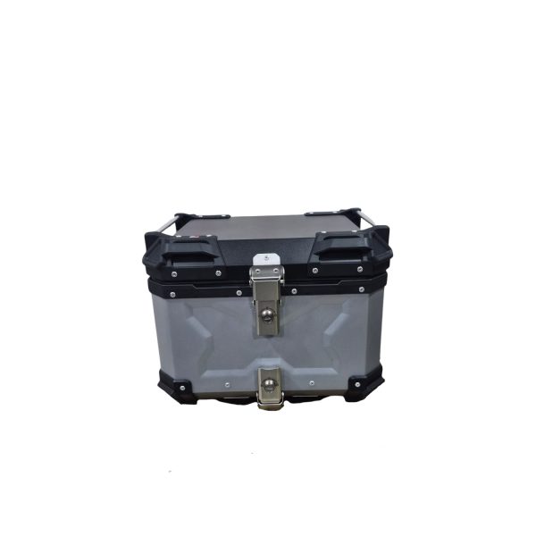 Maleta Trasera Universal para Motocicleta de Aluminio 45 Litros - Color Negro y Plata