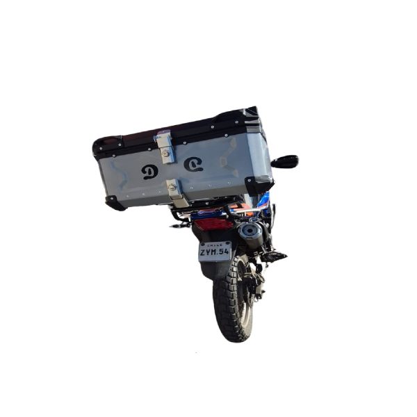 Maleta Trasera Universal para Motocicleta de Aluminio 65 Litros - Color Negro y Plata